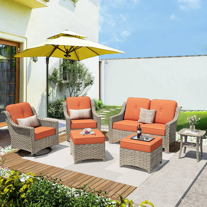 Ensemble de 6 meubles d'extérieur à dossier haut XIZZI avec chaise pivotante
