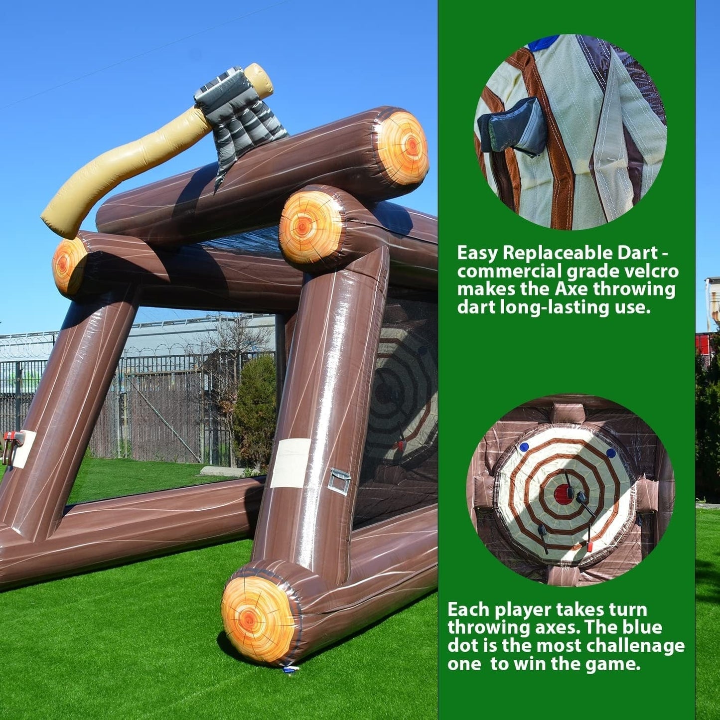 Jeu de lancer de hache gonflable XJUMP avec souffleur d'air et haches en mousse, location de qualité commerciale, léger, jeu d'extérieur