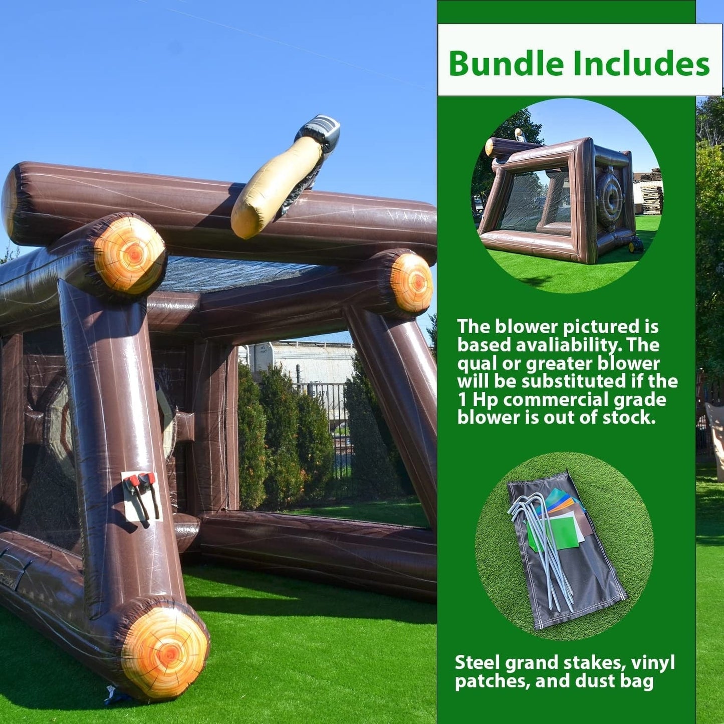 Jeu de lancer de hache gonflable XJUMP avec souffleur d'air et haches en mousse, location de qualité commerciale, léger, jeu d'extérieur