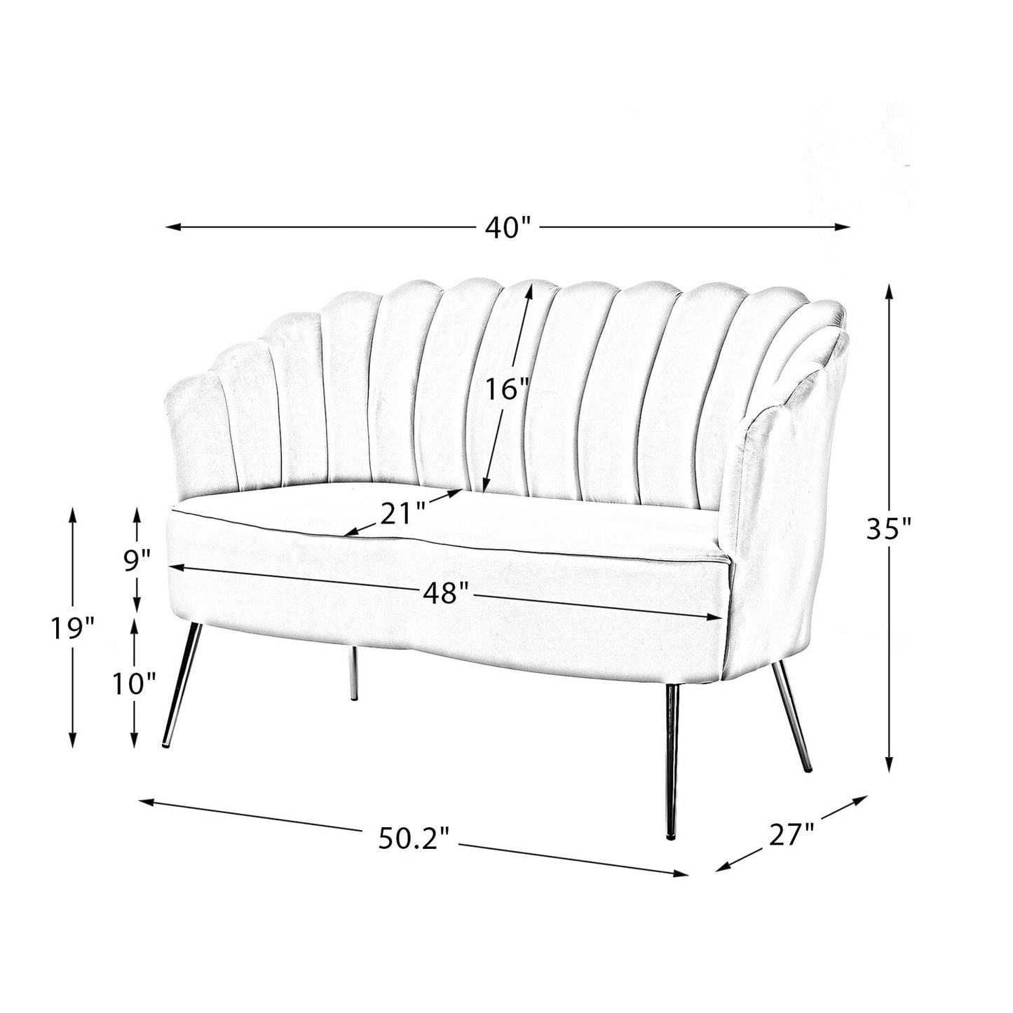 Causeuse Xabier 52'' avec dossier en forme de fleur