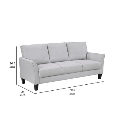 Canapé Xumo, tissu gris clair, 200 cm, pieds fuselés en bois noir