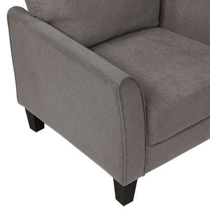 Canapé Xumo, tissu gris taupe, 200 cm, pieds fuselés en bois noir