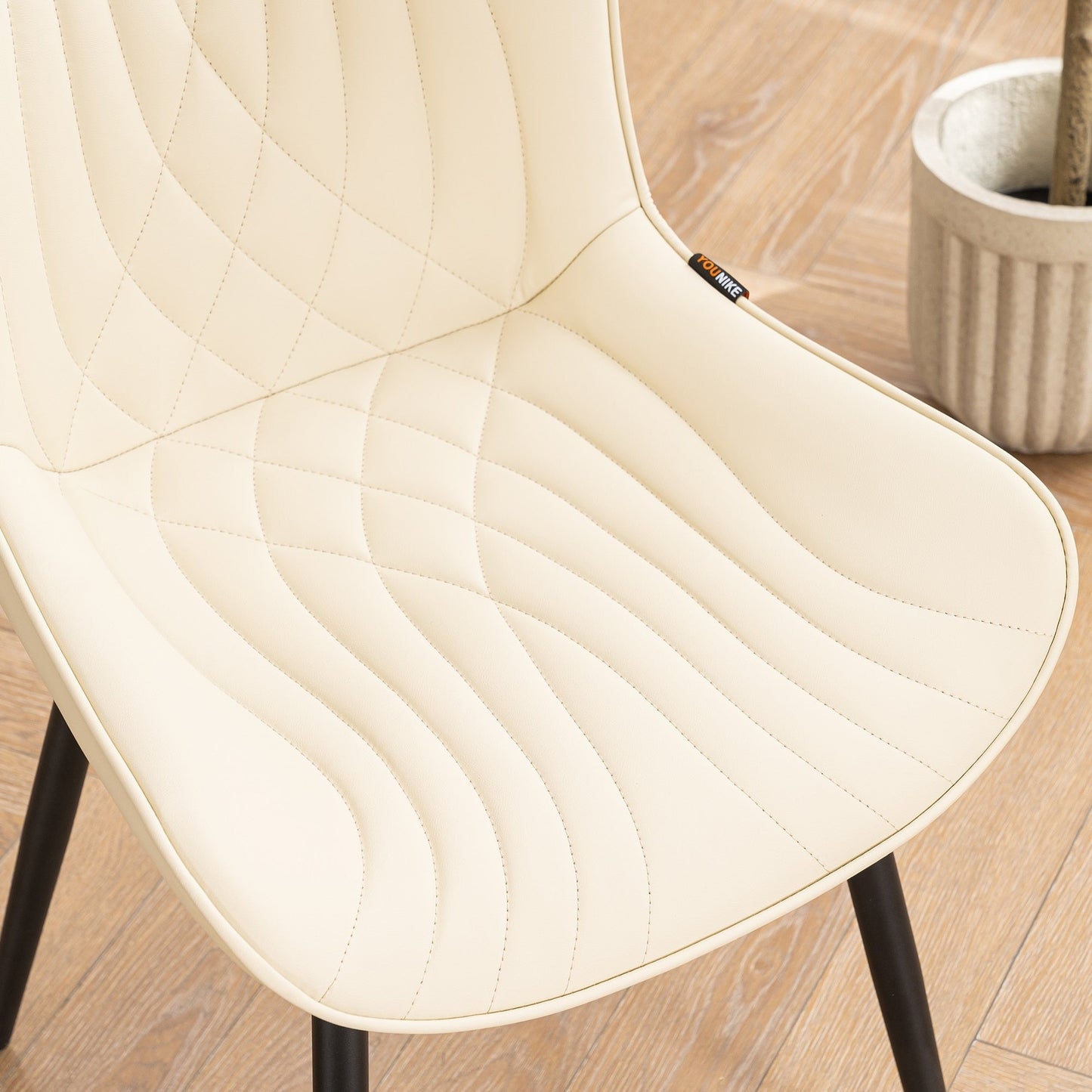 Lot de 2 chaises de salle à manger modernes en cuir rembourré sans accoudoirs