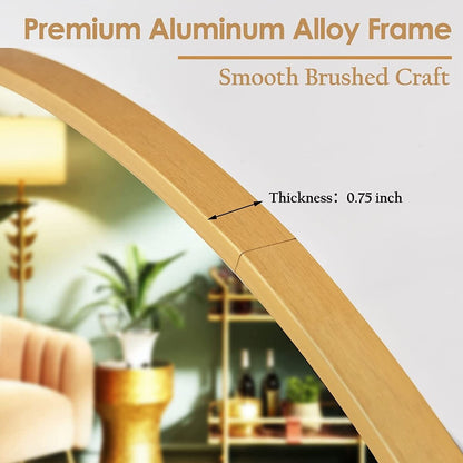 Miroir de salle de bain rond mural YVANLA avec cadre en métal