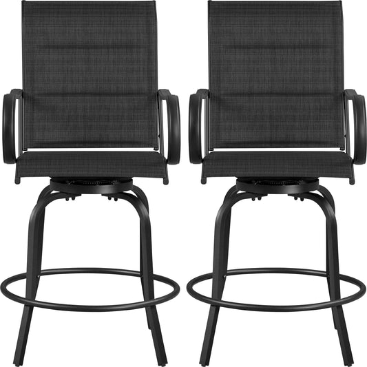 Yaheetech Lot de 2 tabourets de bar pivotants d'extérieur avec dossier haut et accoudoirs