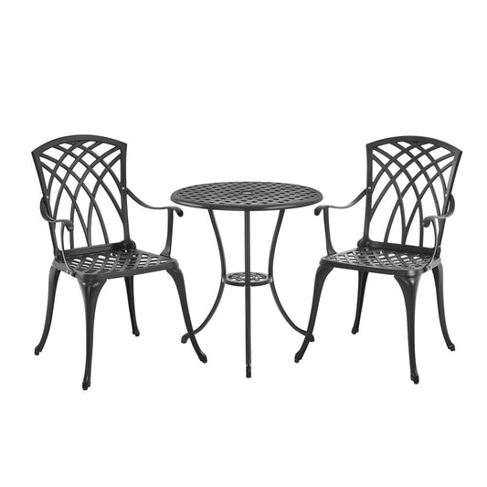 Yaheetech Ensemble bistro 3 pièces pour patio, table bistro en fonte d'aluminium et 2 chaises
