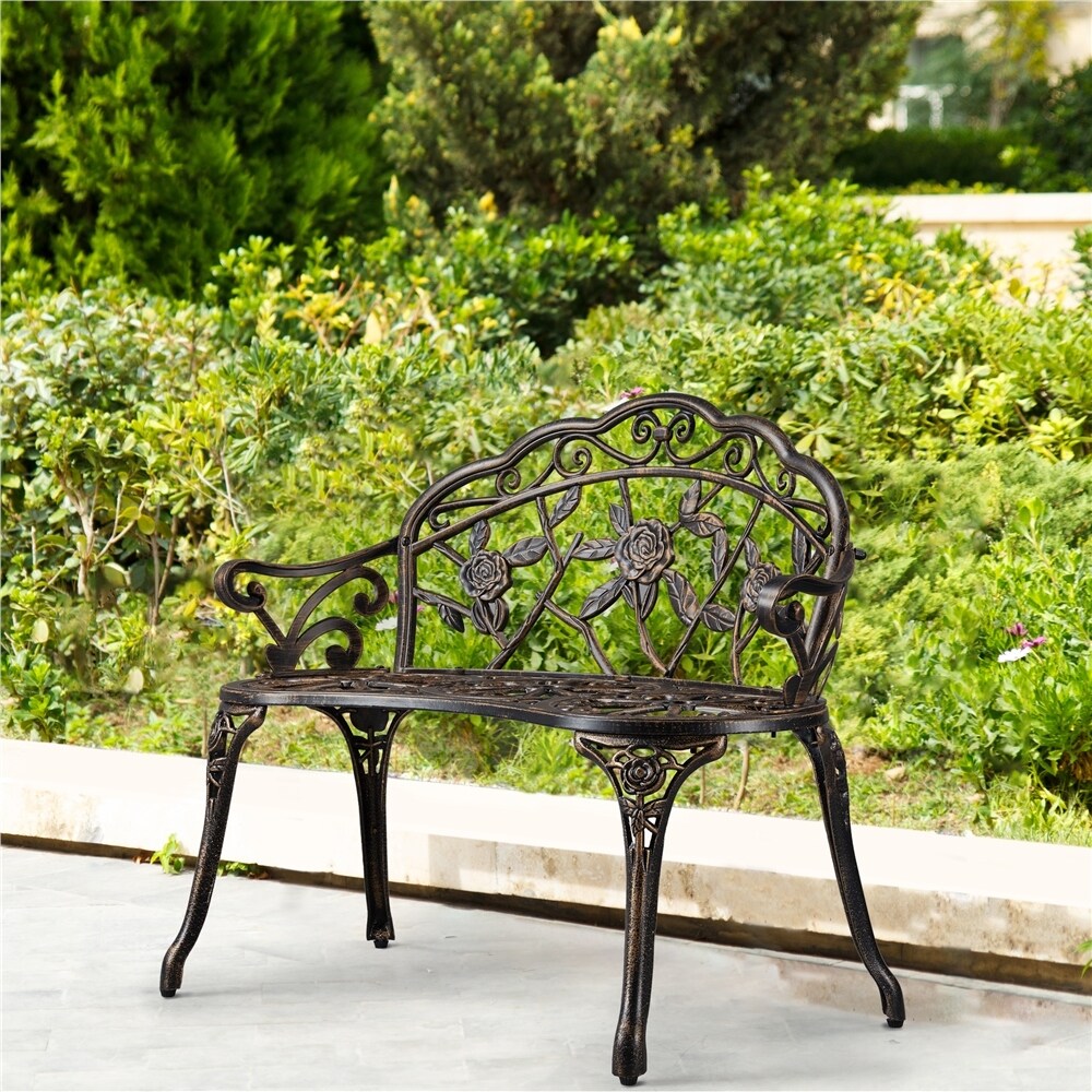 Banc de jardin en métal Yaheetech pour terrasse et parc - N/A