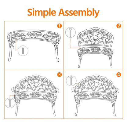 Banc de jardin en métal Yaheetech pour terrasse et parc - N/A