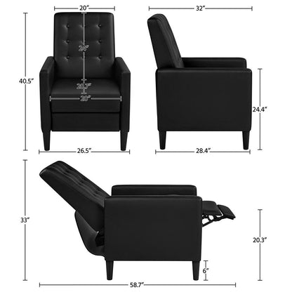 Canapé inclinable moderne en similicuir Yaheetech avec dossier réglable et repose-pieds capitonné
