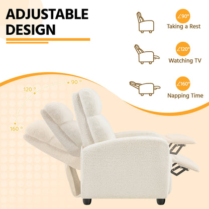 Canapé inclinable rembourré Yaheetech Boucle, fauteuil inclinable réglable, ivoire