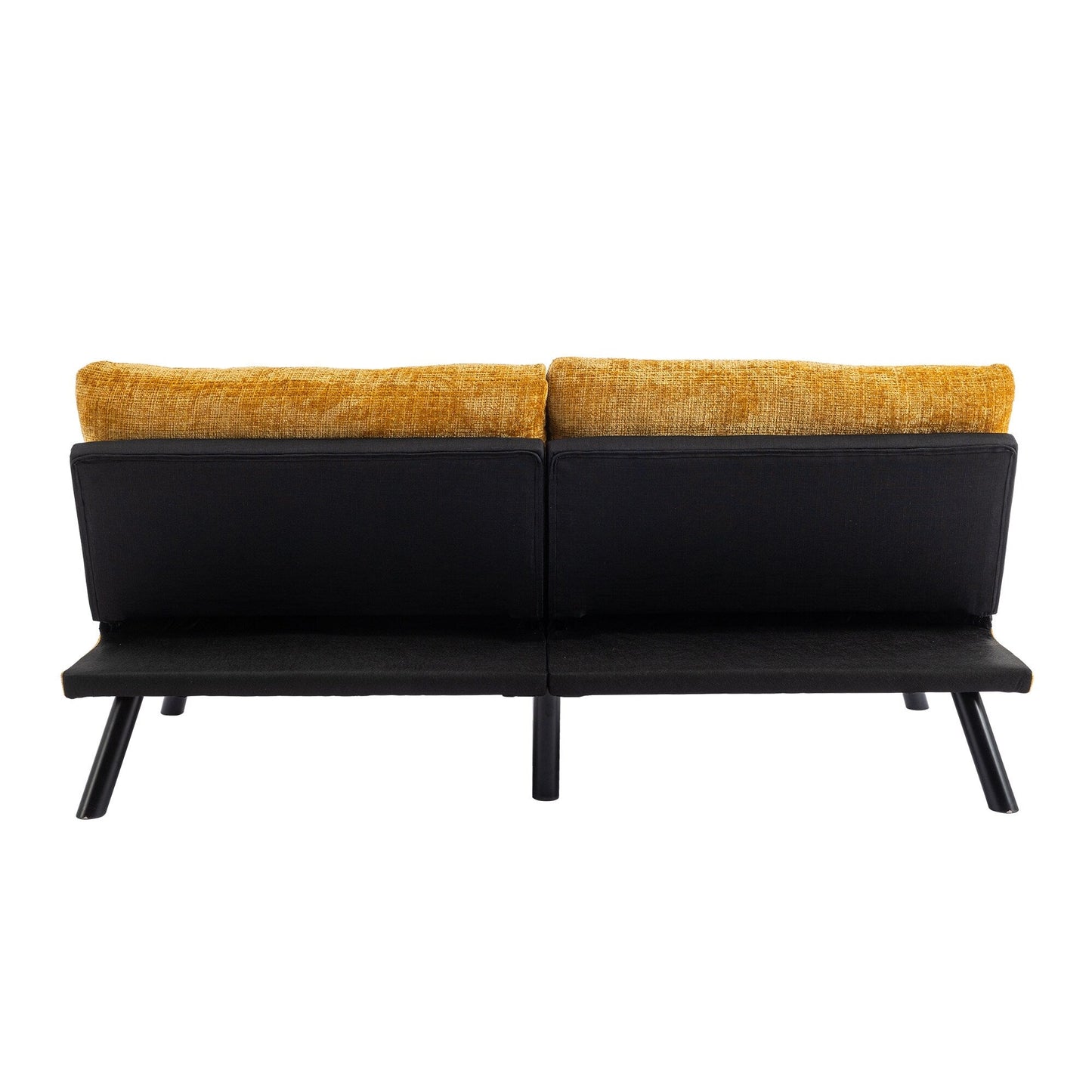 Canapé-lit futon convertible en chenille jaune 75,6 avec pieds en métal pour salon