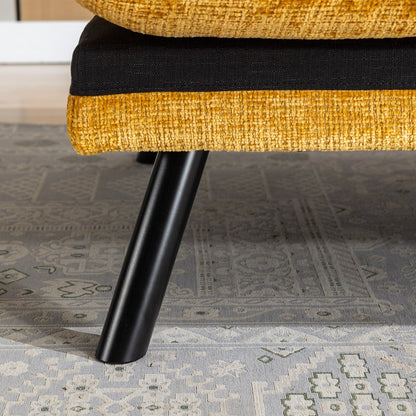 Canapé-lit futon convertible en chenille jaune 75,6 avec pieds en métal pour salon