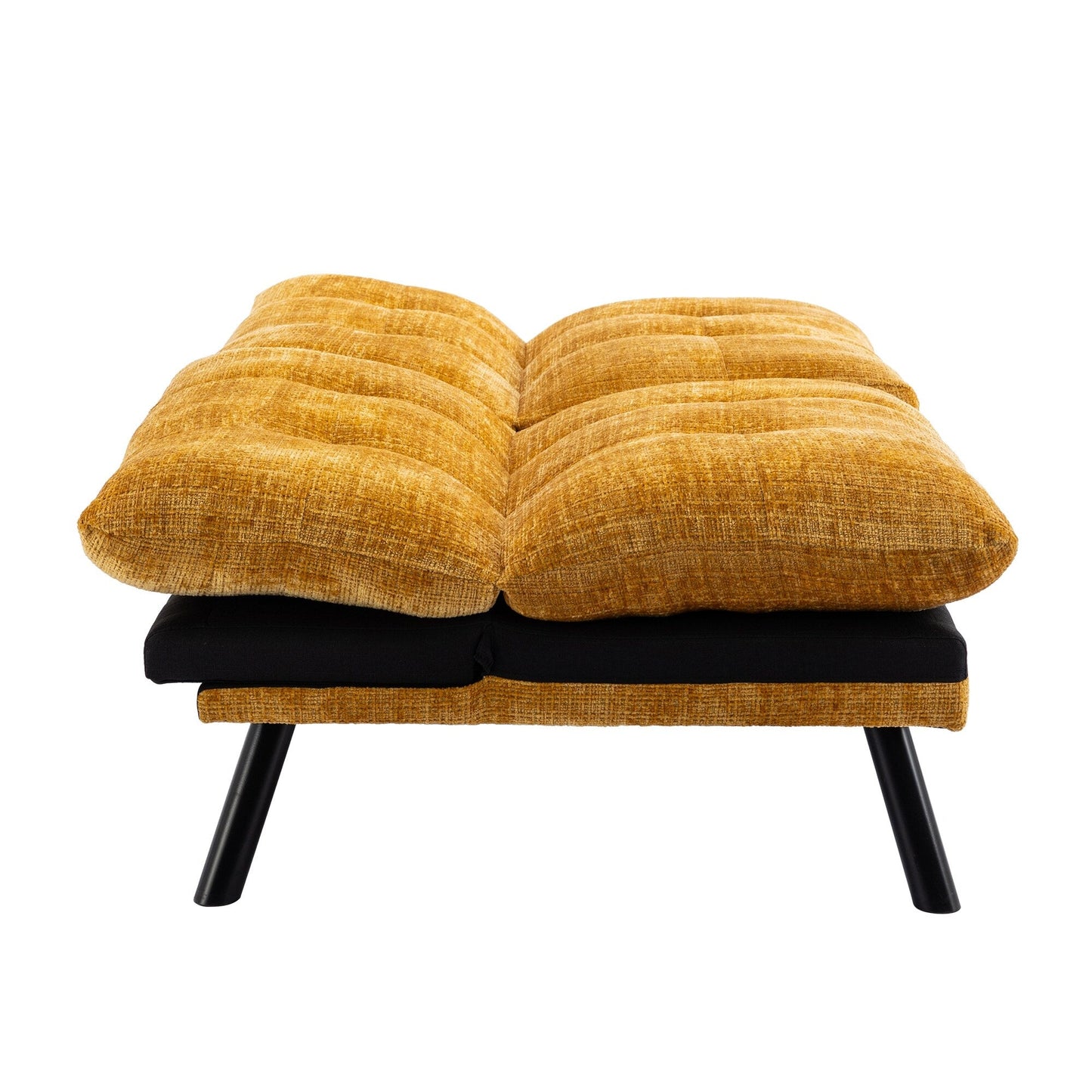Canapé-lit futon convertible en chenille jaune 75,6 avec pieds en métal pour salon