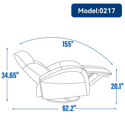 Fauteuil inclinable électrique pivotant à 270° en cuir véritable jaune marron avec 2 poches latérales, ports USB et Type-C
