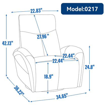 Fauteuil inclinable électrique pivotant à 270° en cuir véritable jaune marron avec 2 poches latérales, ports USB et Type-C