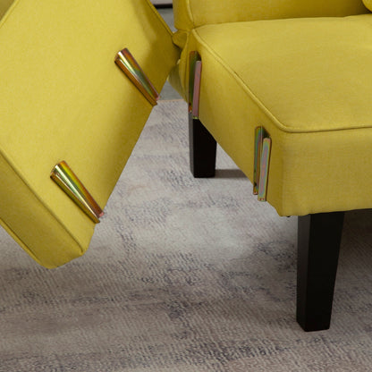 Canapé-lit futon 3 places convertible jaune avec pieds en bois