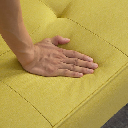 Canapé-lit futon 3 places convertible jaune avec pieds en bois