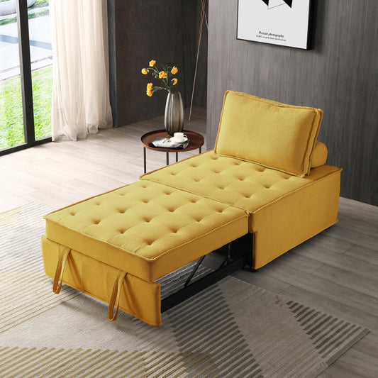 Canapé-lit gigogne ottoman jaune avec dossier réglable