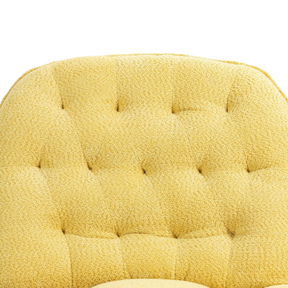 Fauteuil inclinable manuel pivotant à 360°, rembourré en chenille surdimensionnée jaune, avec repose-pieds allongé et dossier capitonné