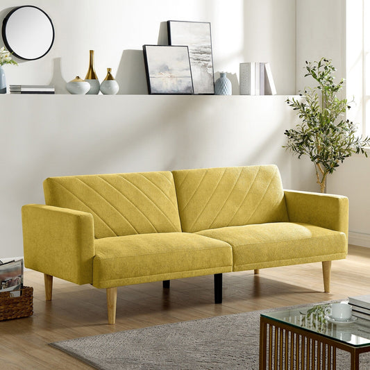 Canapé-lit futon en velours jaune flocon de neige