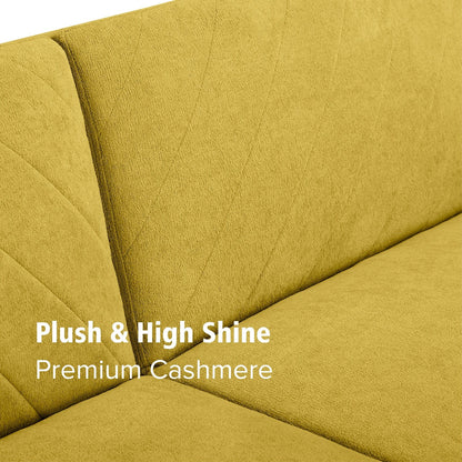 Canapé-lit futon en velours jaune flocon de neige