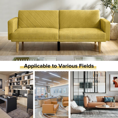 Canapé-lit futon en velours jaune flocon de neige