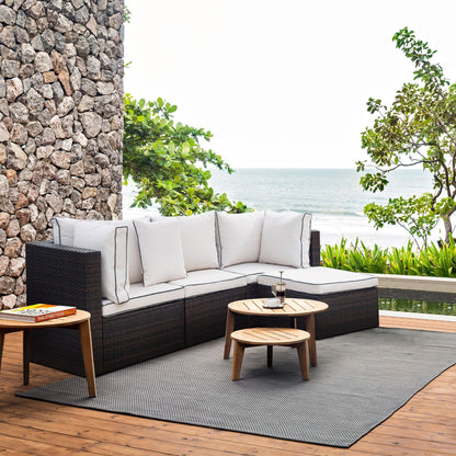 Canapé d'extérieur modulaire York 4 pièces avec coussins