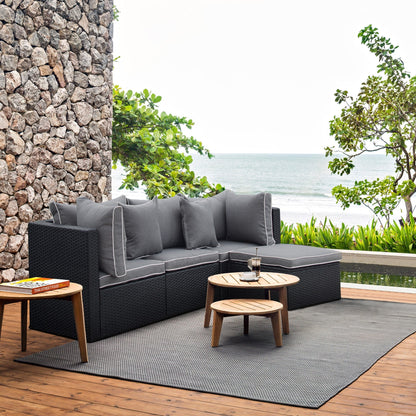Canapé d'extérieur modulaire York 4 pièces avec coussins