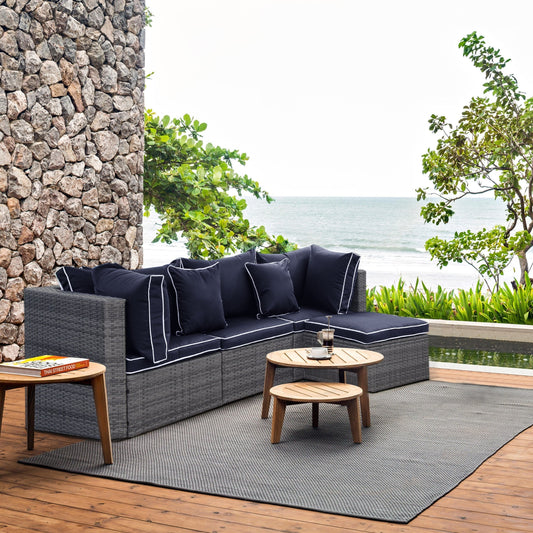 Canapé d'extérieur modulaire York 4 pièces avec coussins