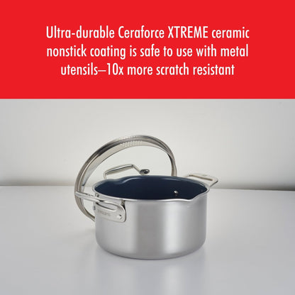 Cocotte hollandaise antiadhésive en acier inoxydable et céramique ZWILLING Clad CFX 6 pintes