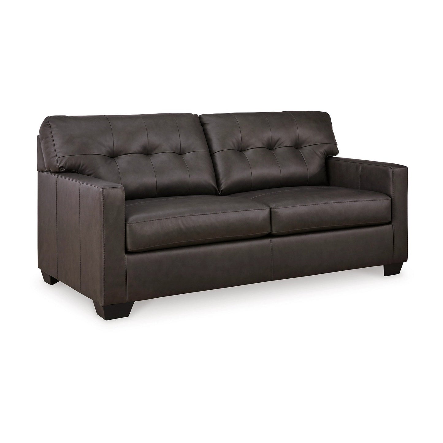 Canapé-lit double Zada, similicuir et cuir véritable marron foncé, 188 cm