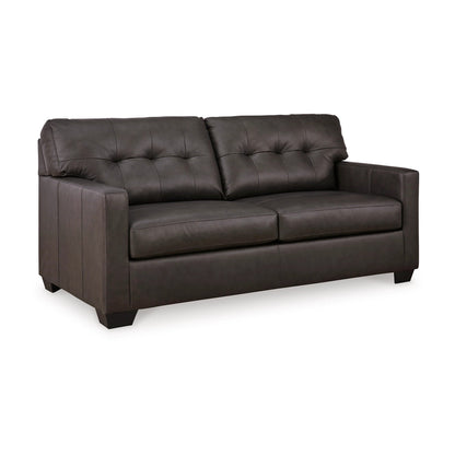 Canapé-lit double Zada, similicuir et cuir véritable marron foncé, 188 cm