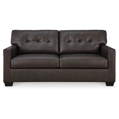 Canapé-lit double Zada, similicuir et cuir véritable marron foncé, 188 cm