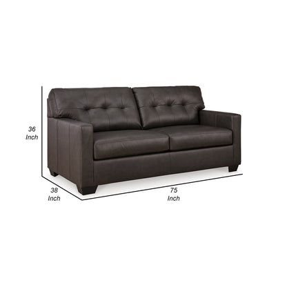 Canapé-lit double Zada, similicuir et cuir véritable marron foncé, 188 cm