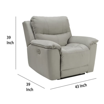 Fauteuil inclinable électrique Zane, port USB intégré, 91 pouces, similicuir gris