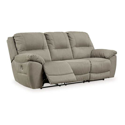 Canapé inclinable électrique Zane, ports de chargement USB, similicuir suède gris
