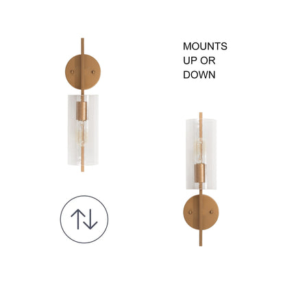 Applique murale de salle de bain transitionnelle en verre grainé cylindrique de style ferme moderne Zenith