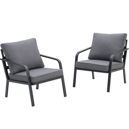 Ensemble de salon de jardin Zenova 2/4 pièces en aluminium avec canapé sectionnel et chaises simples