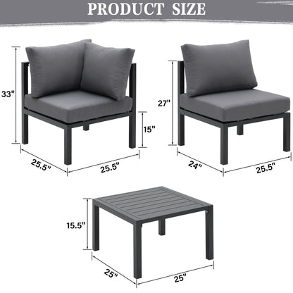 Ensemble de meubles de jardin en aluminium Zenova 5/7 pièces, canapé d'extérieur sectionnel