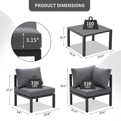 Ensemble de meubles de jardin en aluminium Zenova 5/7 pièces, canapé d'extérieur sectionnel