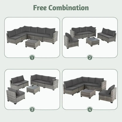 Ensembles de conversation pour patio Zenova, chaises et canapés en rotin et osier, sièges pour meubles de patio