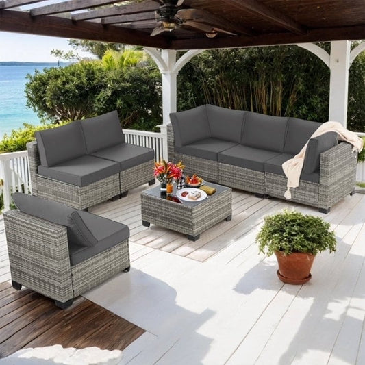 Ensembles de conversation pour patio Zenova, chaises et canapés en rotin et osier, sièges pour meubles de patio