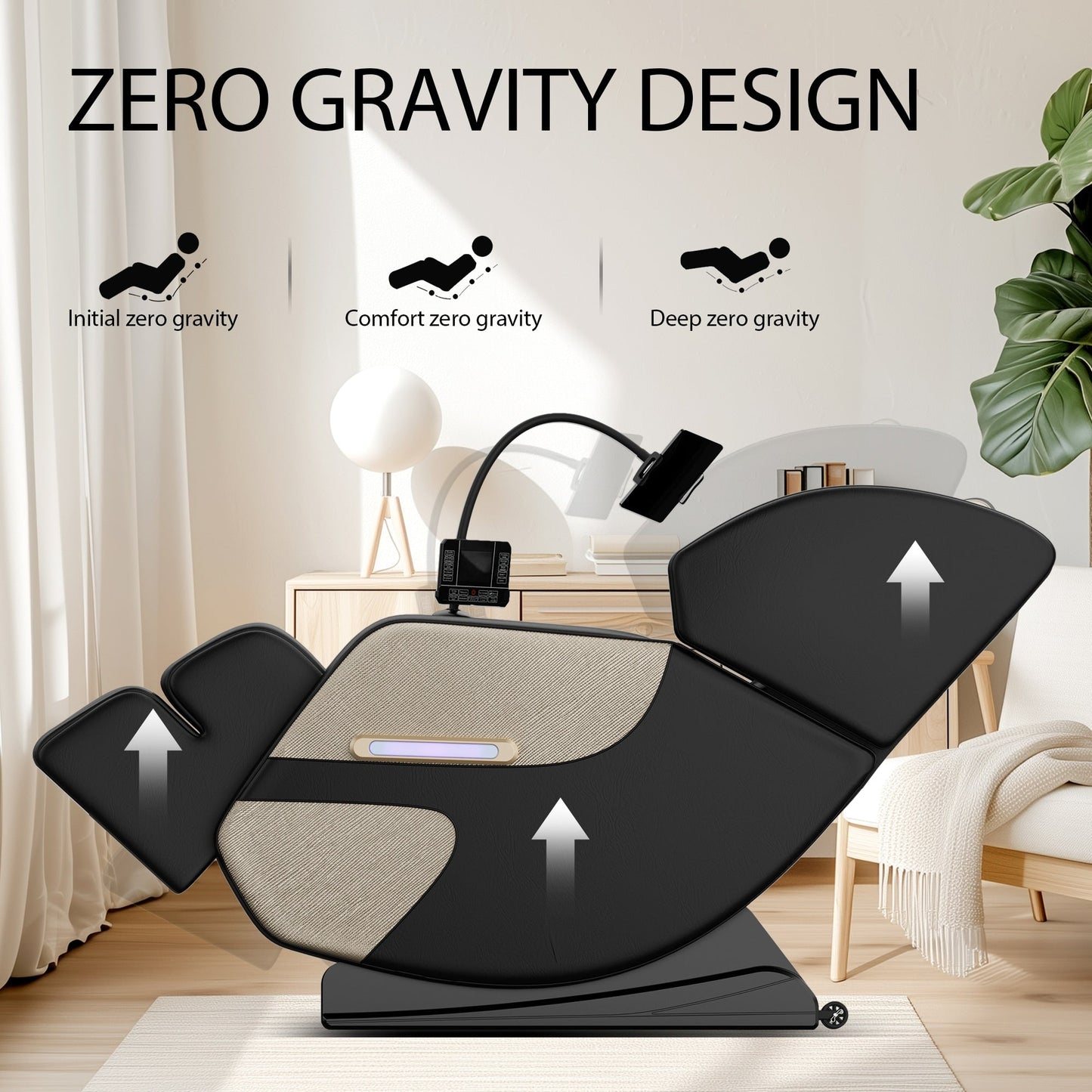 Fauteuil inclinable de massage à gravité zéro avec massage à air, chauffage et haut-parleurs Bluetooth