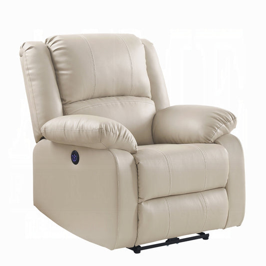Fauteuil inclinable électrique Zuru, accoudoirs coussinés, similicuir beige