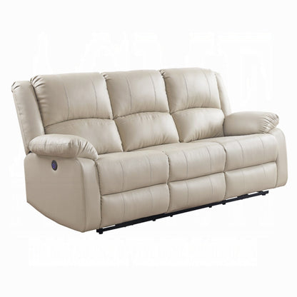 Canapé inclinable électrique Zuru, 198 cm, accoudoirs rembourrés, similicuir beige
