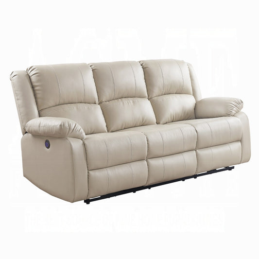 Canapé inclinable électrique Zuru, 198 cm, accoudoirs rembourrés, similicuir beige