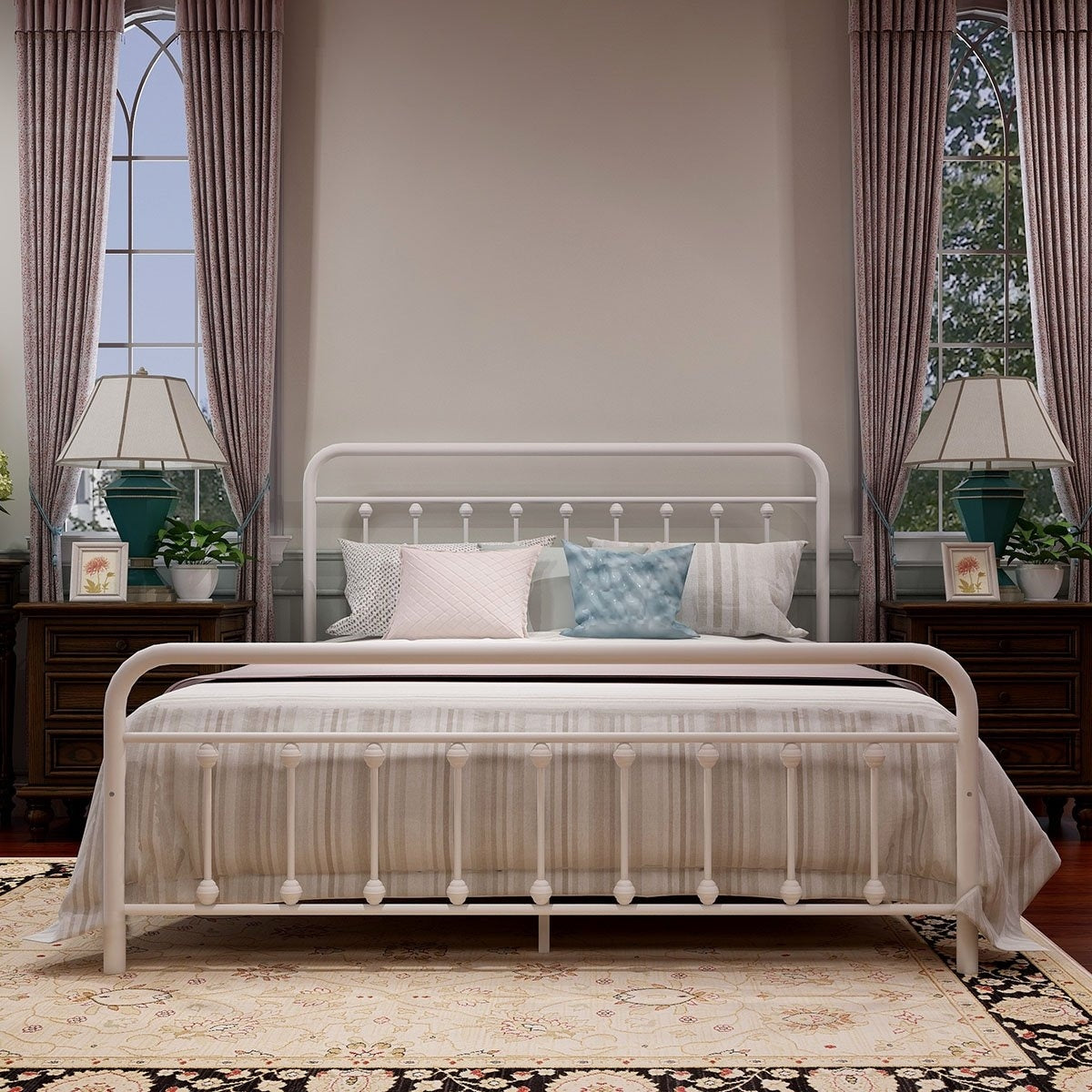 Cadre de lit plateforme en métal vintage simple Alazyhome, montage facile