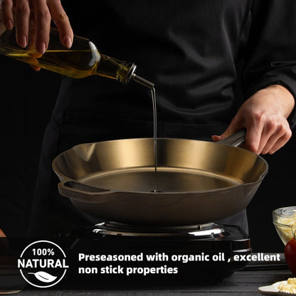 Poêle à frire en fonte polie miroir iLiving Seasoned Modern Heirloom 12 po (2,7/3,7 L)