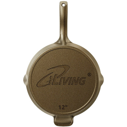 Poêle à frire en fonte polie miroir iLiving Seasoned Modern Heirloom 12 po (2,7/3,7 L)