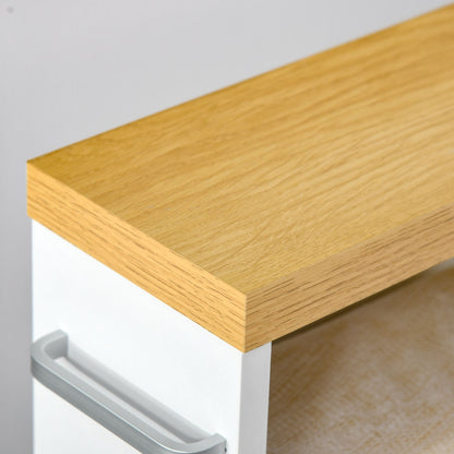 Meuble de salle de bain fin Kleankin avec roulettes, rangement et étagères en bois pour petits espaces, blanc